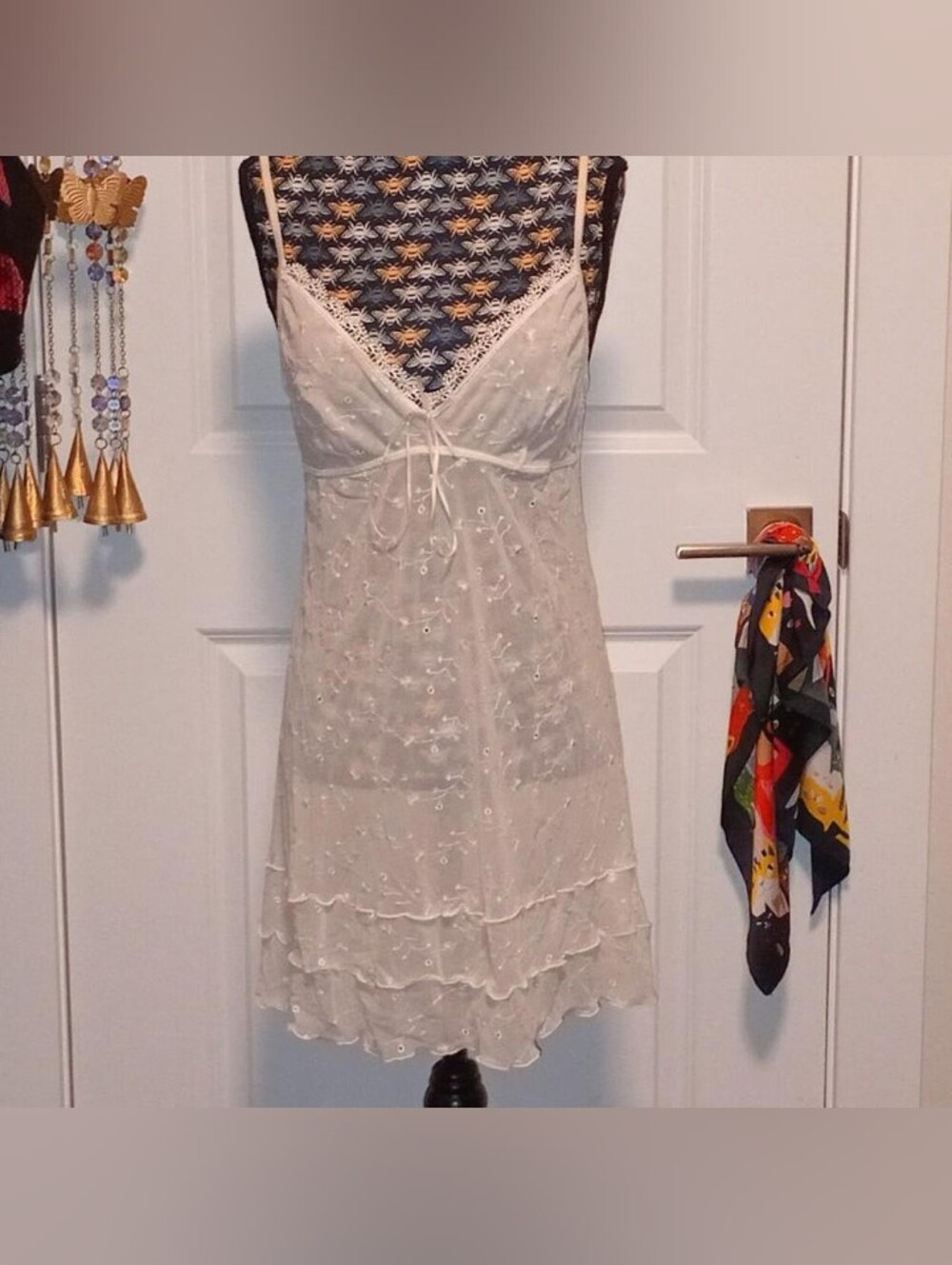 Vintage sheer white slip with bow in the front